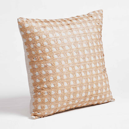Pure Elements Luxury Hand-Interlaced Faux Raffia Pillow Cover 18x18
