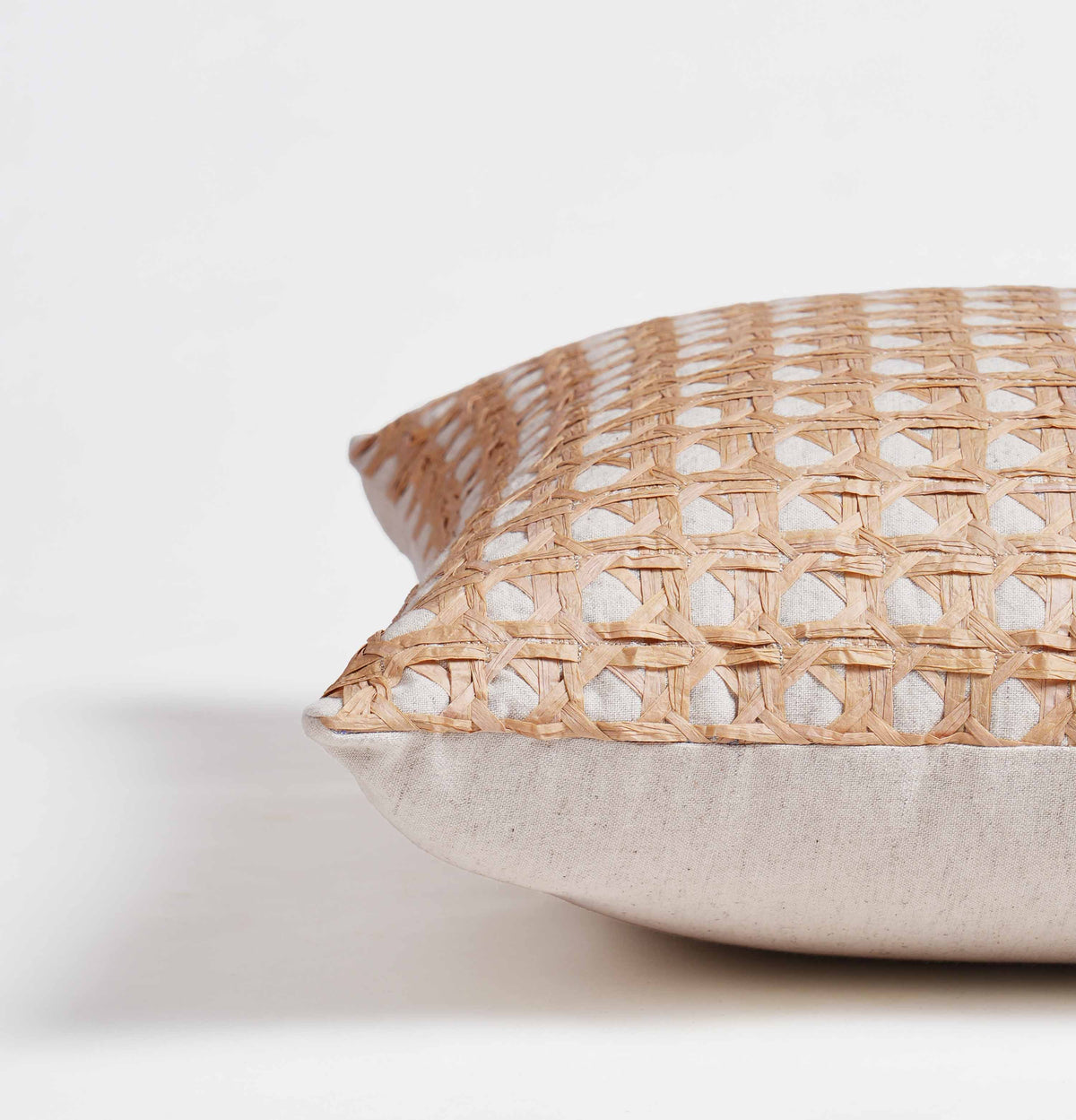 PURE ELEMENTS - Luxury Hand-Interlaced Faux Raffia Pillow Cover – 18x18 inches - monotone