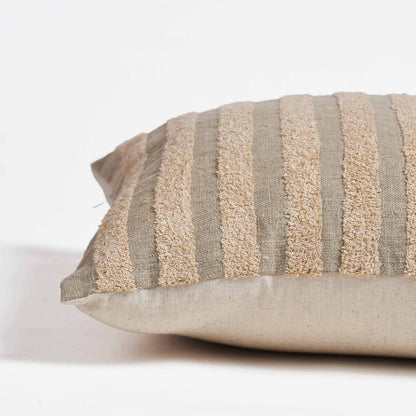 PURE ELEMENTS - Pure Linen Pillow Cover with Scandinavian Stripe Aari Embroidery – 18x18