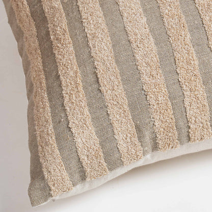 PURE ELEMENTS - Pure Linen Pillow Cover with Scandinavian Stripe Aari Embroidery – 18x18