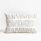 PURE ELEMENTS -Pure Linen Pillow Cover with White Aari Embroidery- abstract stripe | 14X21 inches