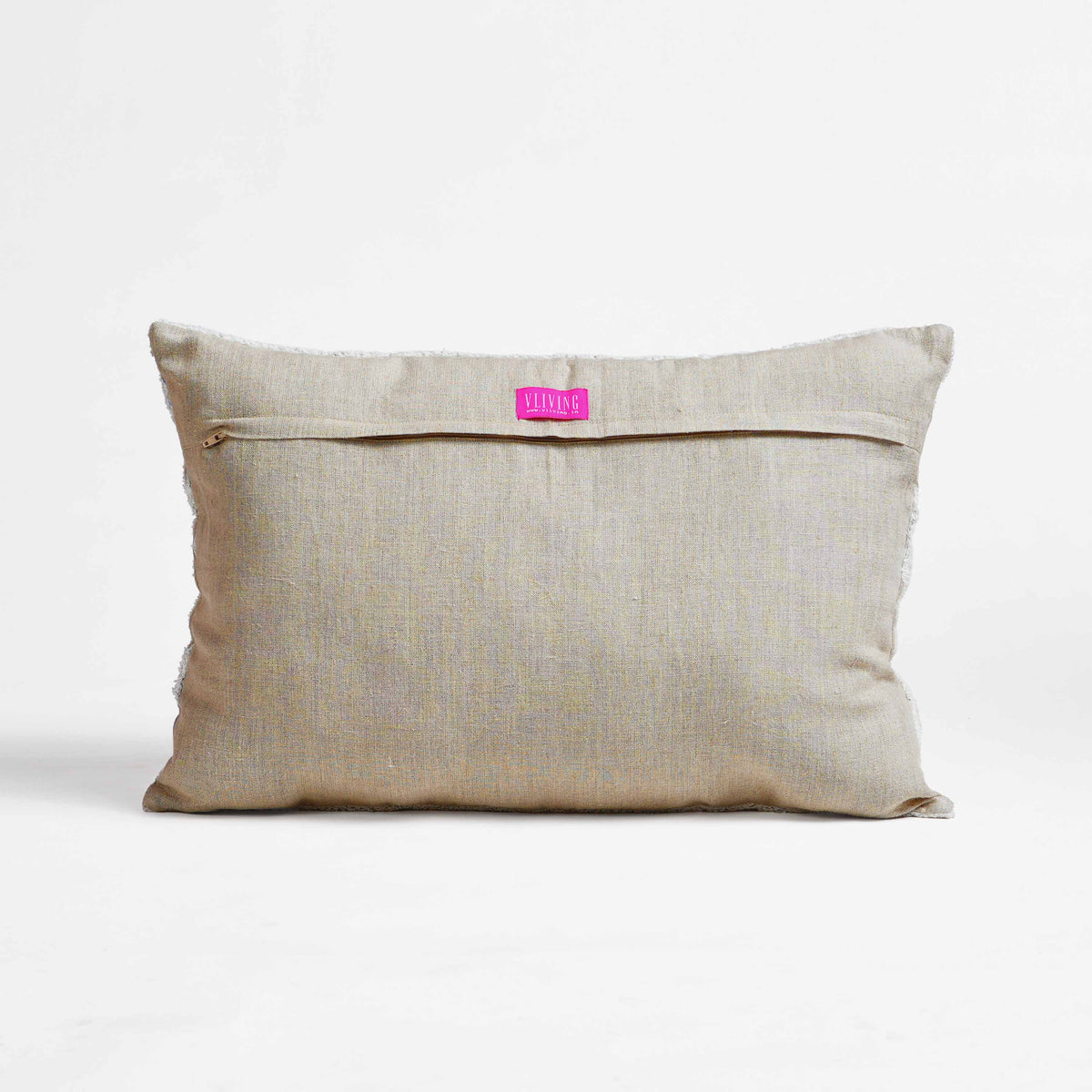 ZARI BAAG - Pure Linen Pillow Cover with Metallic Applique - 14x21 inches