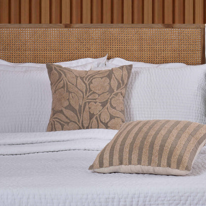 PURE ELEMENTS - Pure Linen Pillow Cover with Scandinavian Floral Aari Embroidery – 18x18