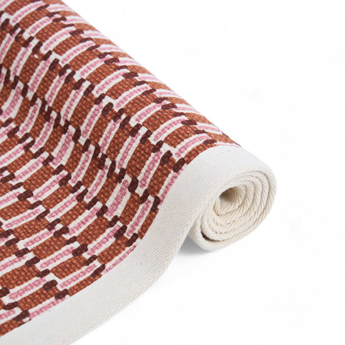 Modern Retro Rust Weave Texture Cotton Dhurrie | 100% Cotton | Sizes Available