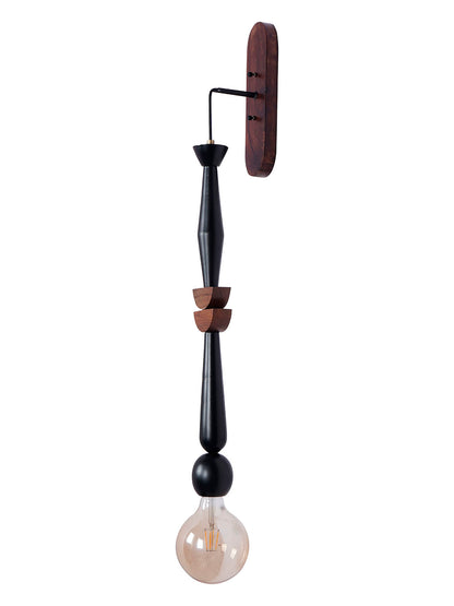 Black Matte Wood 1-Light Wall Sconce – 96.5 cm