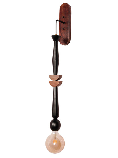 Black Matte Wood 1-Light Wall Sconce – 96.5 cm