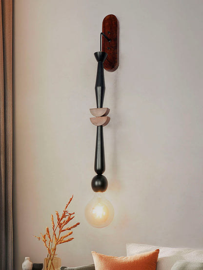 Black Matte Wood 1-Light Wall Sconce – 96.5 cm