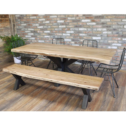 Acacia Top Living Edge Dining Table with Iron Legs | Dinning Room Furniture | Custom Available