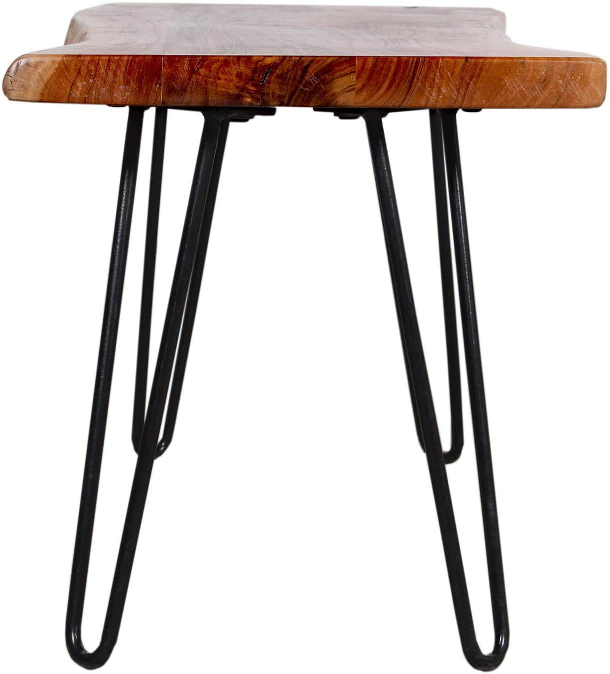 Hairpin Natural Live Edge Wood with Metal 48" Bench