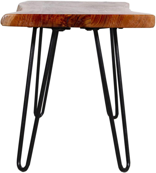 Hairpin Natural Live Edge Wood with Metal 48" Bench