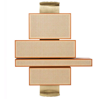 Modern Vienna Asymmetrical Wall Shelf with Drawers, Shelves & Desk
