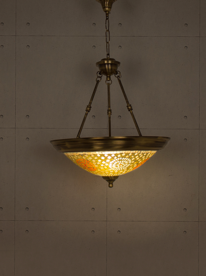 Brass Antique Glass 3-Light Hanging Light – 45.7 cm