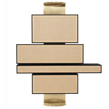 Modern Vienna Asymmetrical Wall Shelf with Drawers, Shelves & Desk
