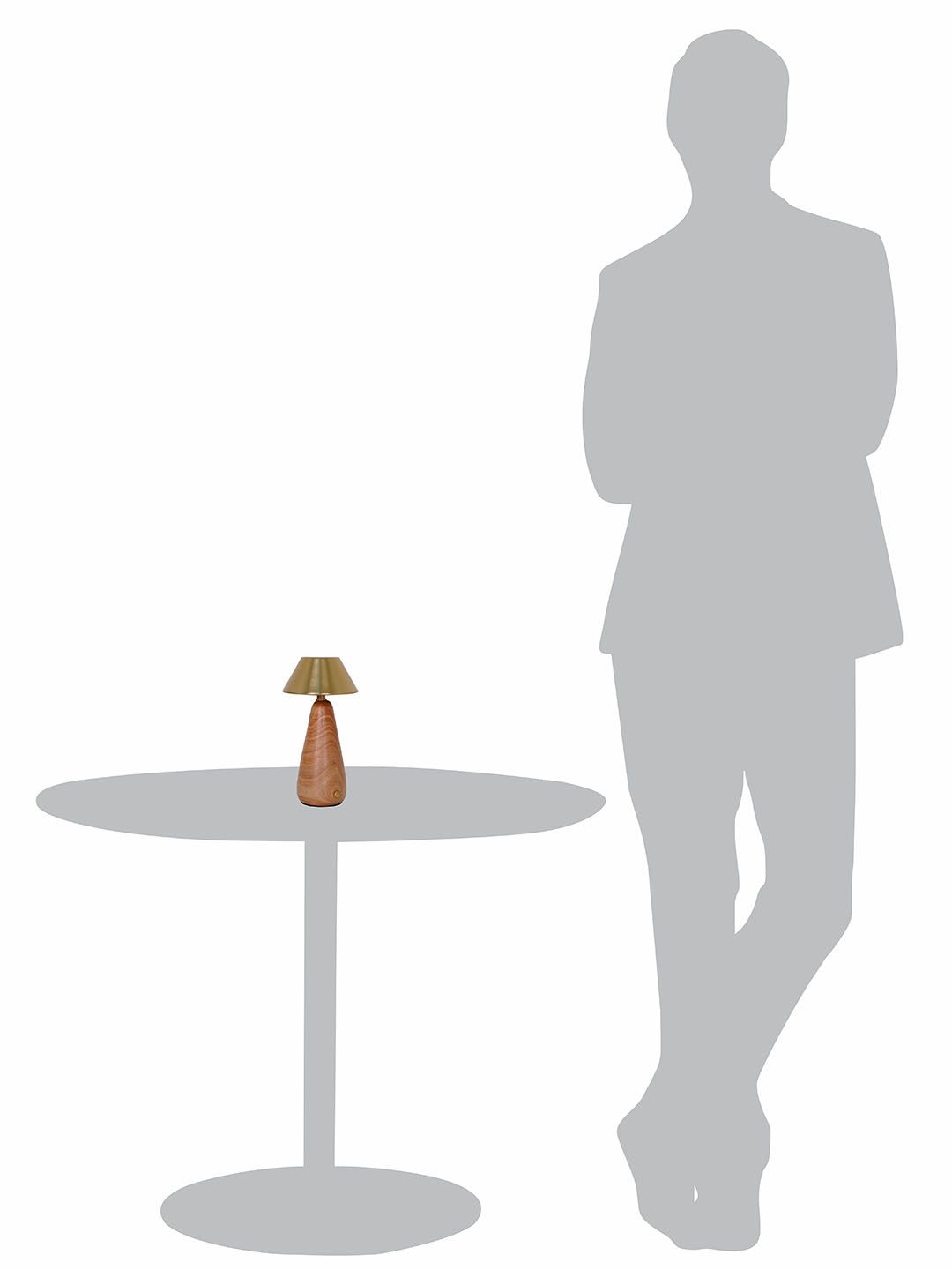 Modern Dimmable Rechargeable LED Table Lamp with Wood Base & Brass Shade