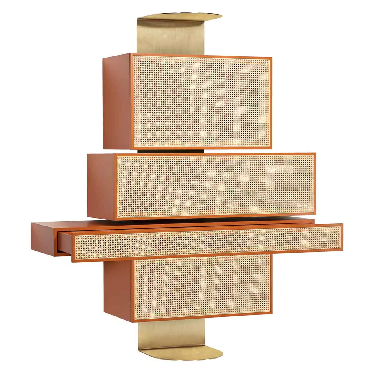Modern Vienna Asymmetrical Wall Shelf with Drawers, Shelves & Desk