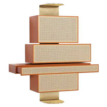 Modern Vienna Asymmetrical Wall Shelf with Drawers, Shelves & Desk