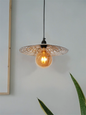 Elegant White Knitted Wire Disc Pendant Light: Rustic Industrial Ceiling Fixture