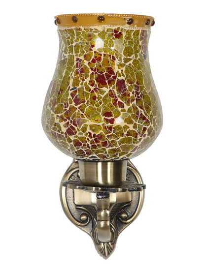 Brass Antique Glass Aluminium 1-Light Wall Sconce – 27.9 cm