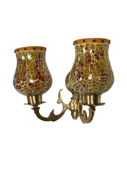 Brass Antique Glass Brass 2-Light Wall Sconce – 35.6 cm