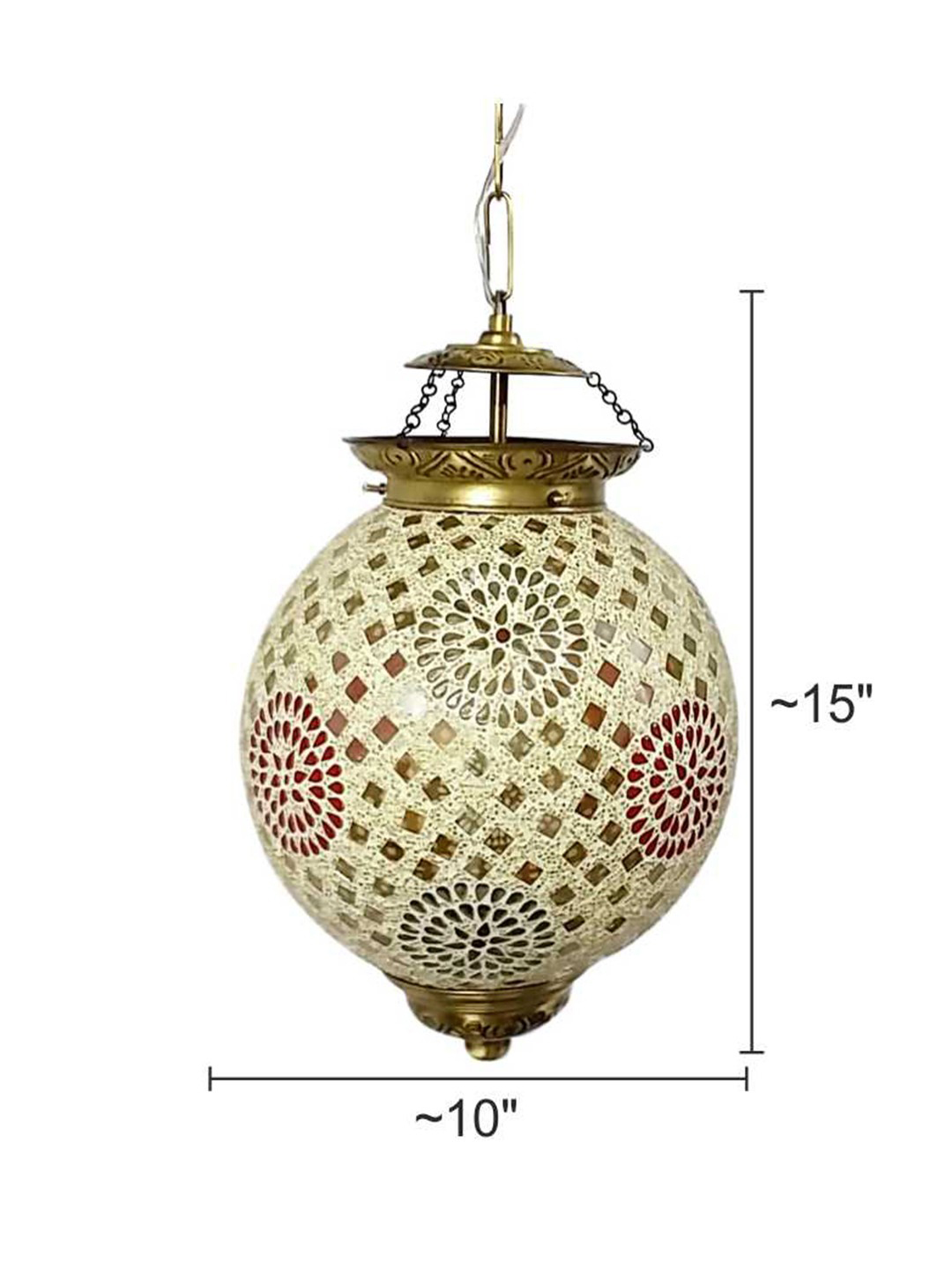 Brass Antique Glass 1-Light Pendant Light – 25.4 cm