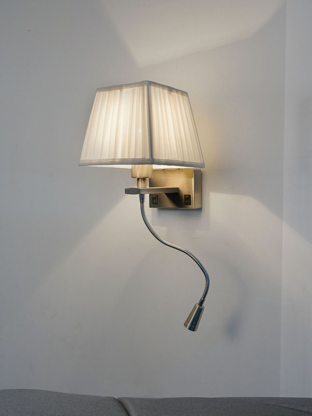 Satin Steel Fabric Mild Steel 2-Light Wall Sconce – 38.1 cm