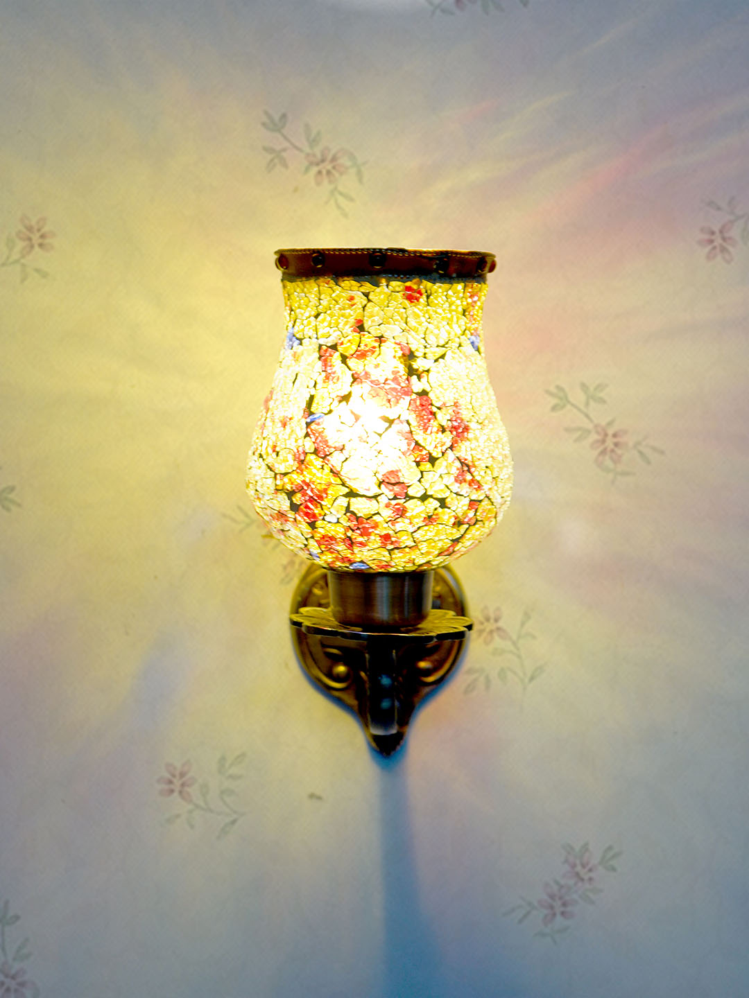 Brass Antique Glass Aluminium 1-Light Wall Sconce – 27.9 cm
