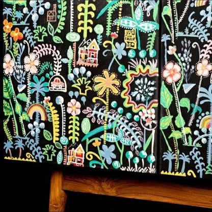 hand painted and handcrafted mid century retro sideboard