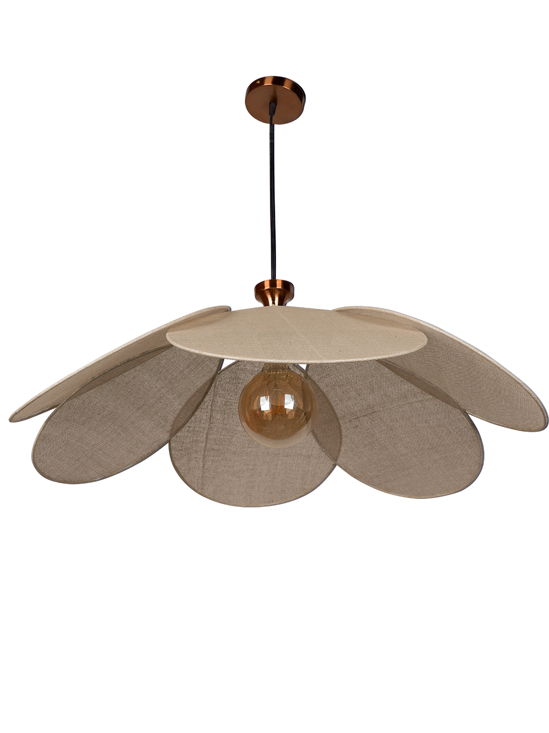 Contemporary 30-inch Burlap Flower Petal Designer Pendant Hanging Light