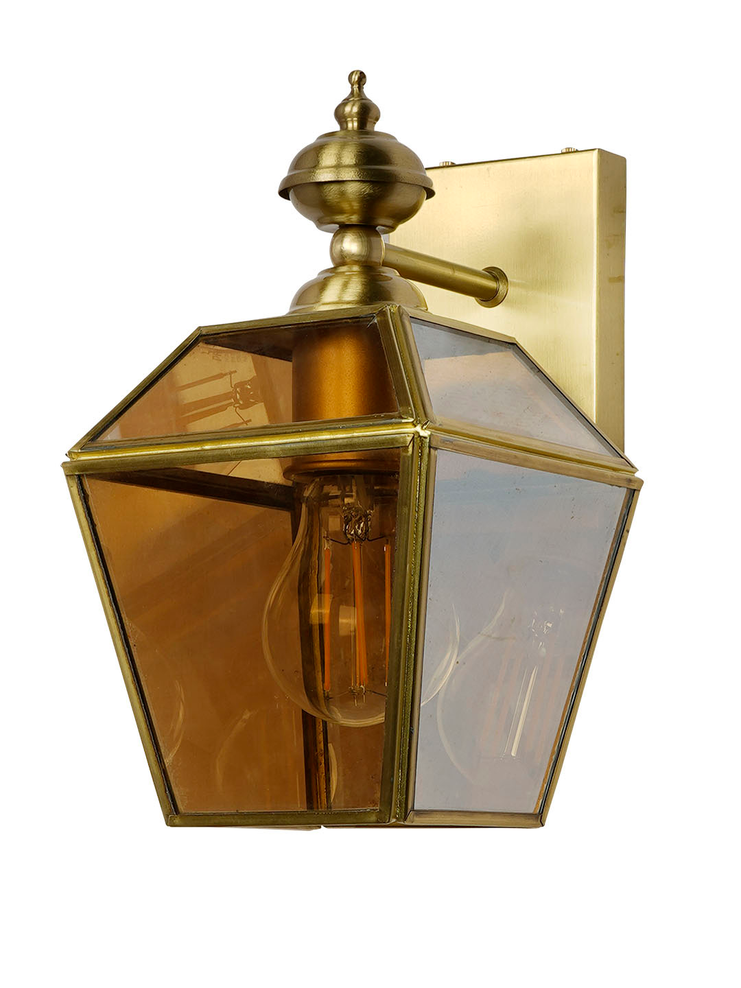 Premium Victorian Brass Trapezoid Wall Sconce | Antique Finish Clear Glass Lighting