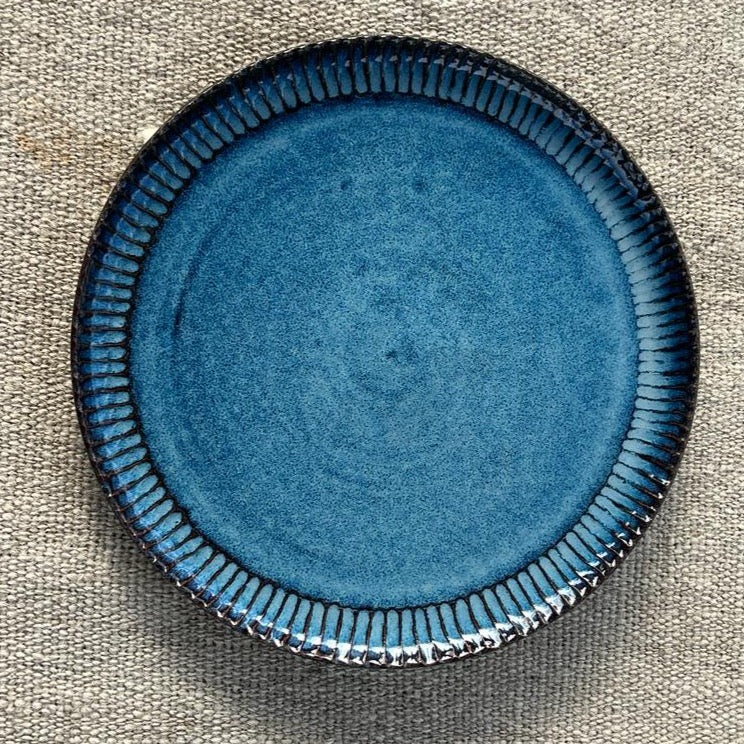 Handcrafted Autumn Whisper Dinner Plate Blue Ivory 26cm