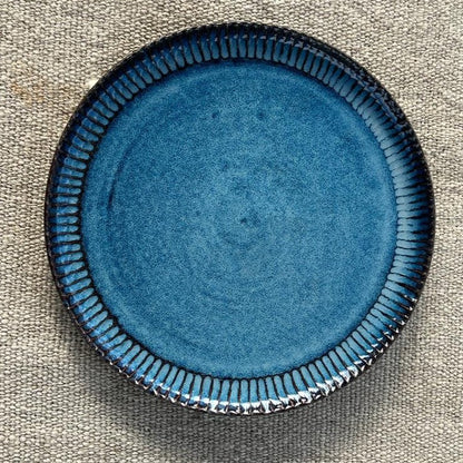 Handcrafted Autumn Whisper Dinner Plate Blue Ivory 26cm