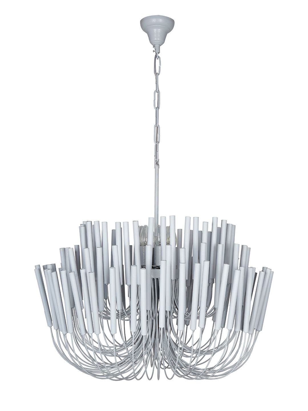 Chic Off-White Modern Chandelier: Sculptural Candle Sticks for Elegant Homes