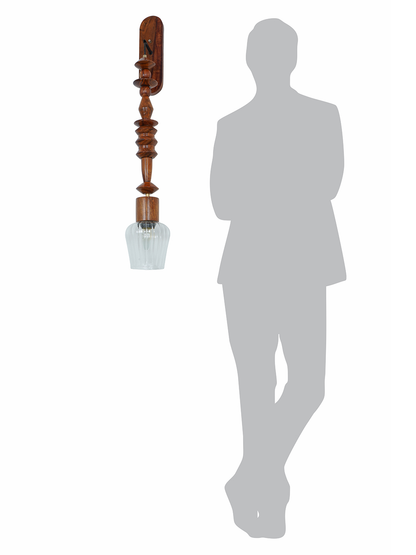 Artistic Long Geometric Wooden Bead Wall Lamp, Sheesham Wood Pendant Light