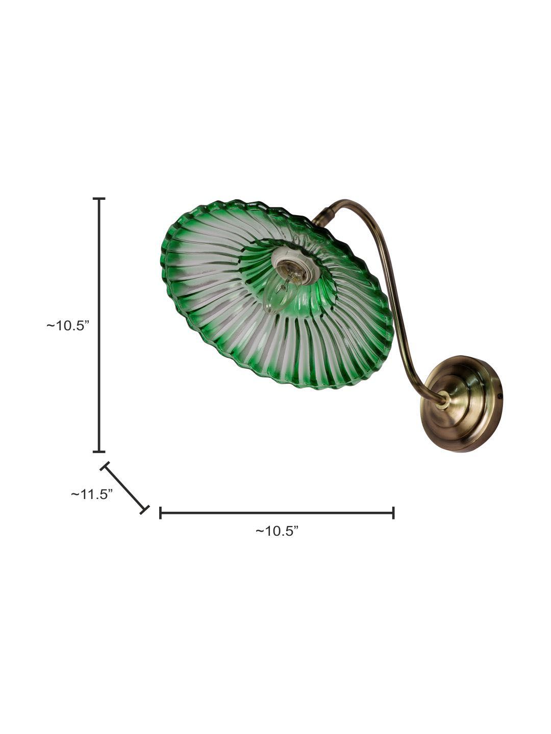 Modern Industrial Green Ribbed Glass Adjustable Gooseneck Wall Sconce