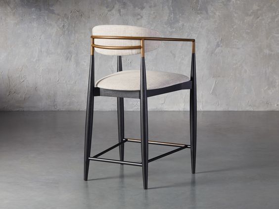 Elegant Jaggy Bar Stools Set of Two, Upholstered with Sleek Gold Accents