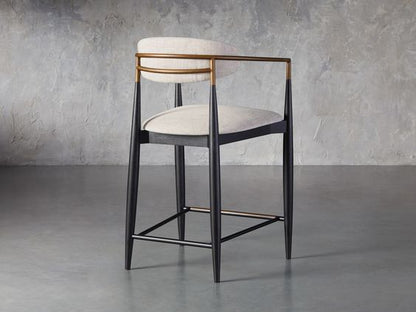 Elegant Jaggy Bar Stools Set of Two, Upholstered with Sleek Gold Accents