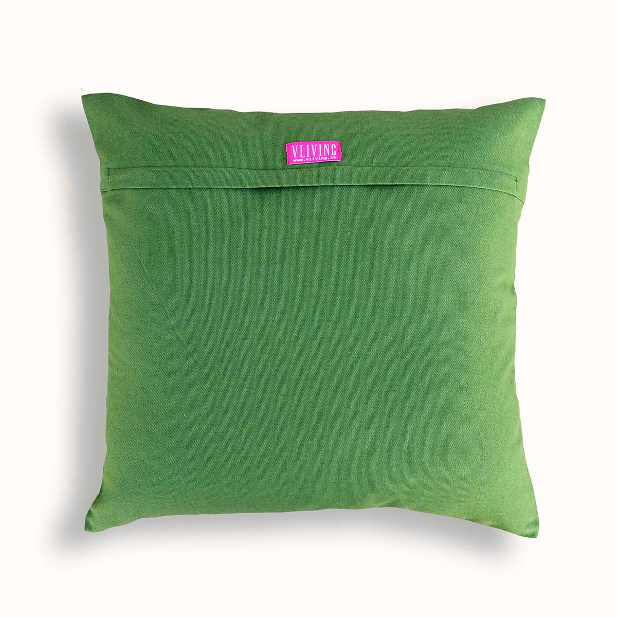 Green Kalamkari Print Throw Pillow Cover Tropical Cotton Duck