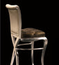 Elegant High Back Beech Wood Bar Stool with Stylish Cross Leg Detail, Silver Leaf Finish