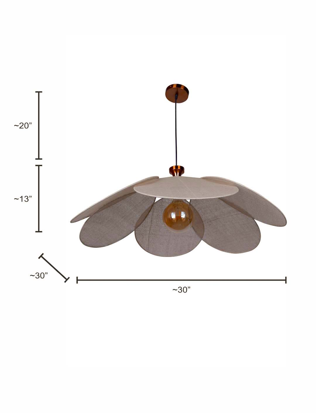 Contemporary 30-inch Burlap Flower Petal Designer Pendant Hanging Light