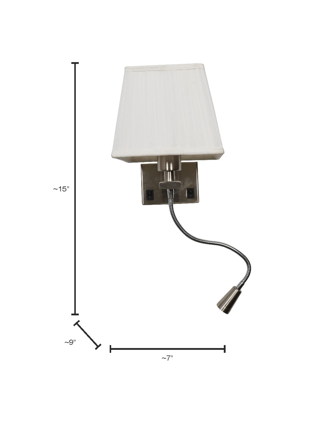 Satin Steel Fabric Mild Steel 2-Light Wall Sconce – 38.1 cm