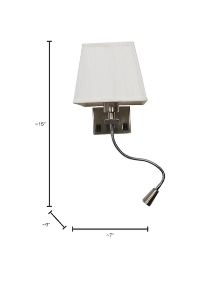 Satin Steel Fabric Mild Steel 2-Light Wall Sconce – 38.1 cm