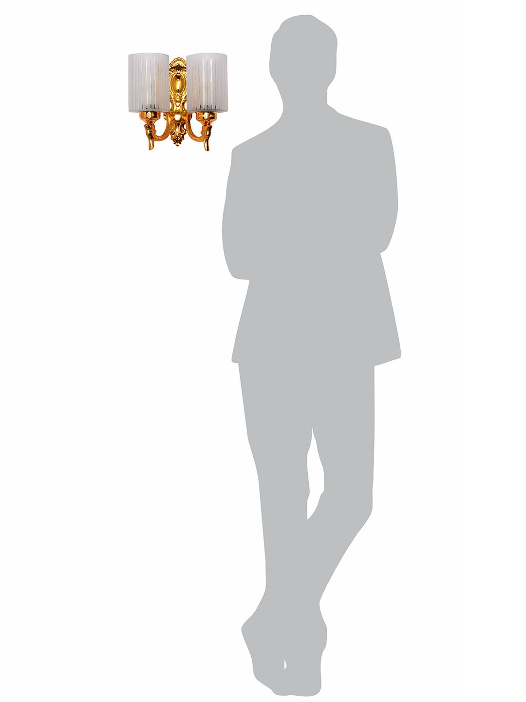 Elegant Gold Traditional Double Wall Sconce with Frosted Hand-Cut Glass