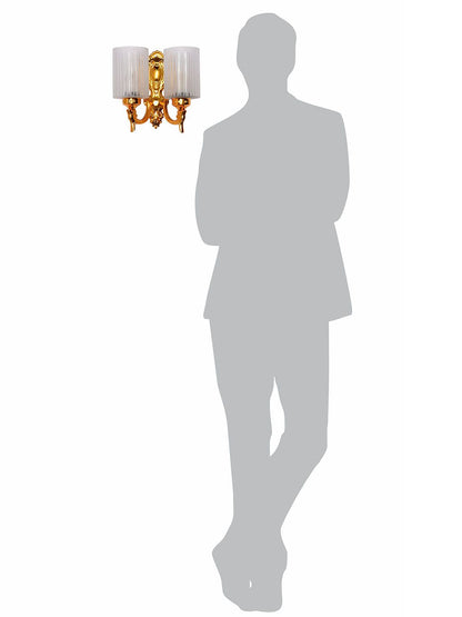 Elegant Gold Traditional Double Wall Sconce with Frosted Hand-Cut Glass