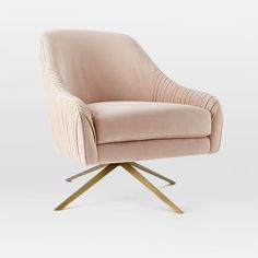 Plush Swivel Accent Chair with Gold Legs – Modern Design for Living Space