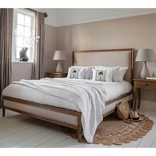 Savan Acacia Upholstered Bed with Maple Matt Finish