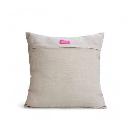Beige Linen Christmas Pillow Cover with White Embroidered Retro Pattern