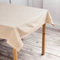 Amour Solid Beige Linen Tablecloth | Pintuck Border | 3 Sizes incl. Round