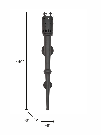 Medieval Black Steel Mashal Torch Wall Sconce Light for Royal Home Decor
