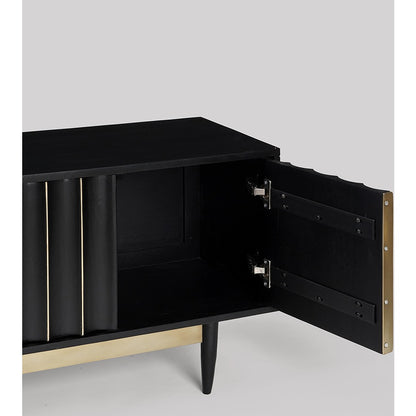 Elegant Mango Wood And Brass Tv Unit