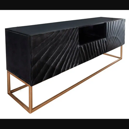 Wave inspired TV console made with solid mango wood